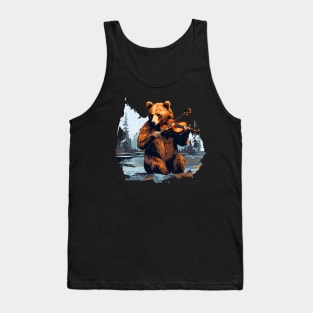 Grizzly Bear playing violin Tank Top